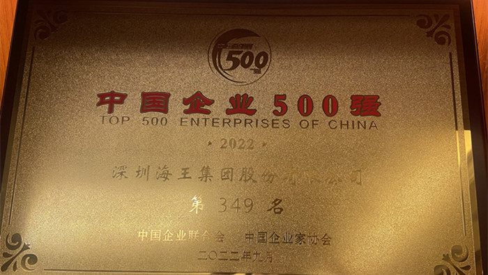 海王集团位列2022中国企业500强第349位、2022中国民营企业500强第155位 